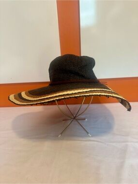Sun N Sand Wide Brim Straw Sun Hat | Striped Beach Floppy Hat OS